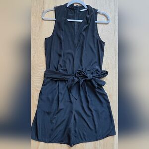 Halogen Sleeveless Black Tie-Waist Romper